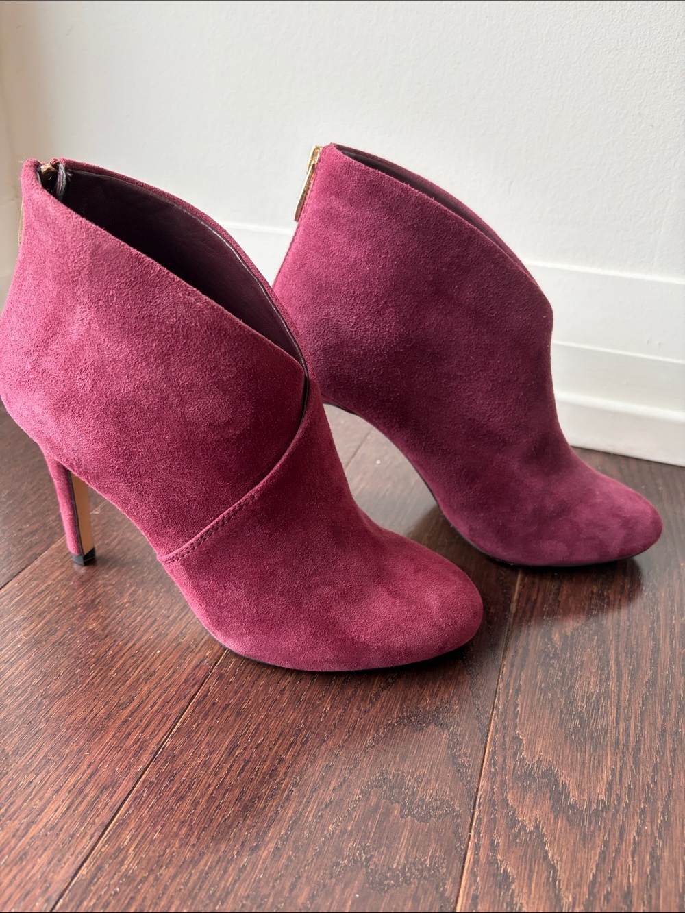 Aldo Women’s Plum Suede Ankle Booties - Fashion Heel